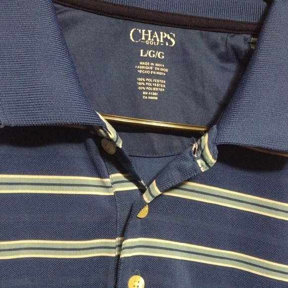 Chaps Men's Navy and White Striped Polo Shirt​ - Picture 2 of 6